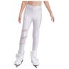 Girls Figure Skating Pants Sparkly Rhinestones Elastic Waistband Leggings Sheer Mesh Patchwork Trousers