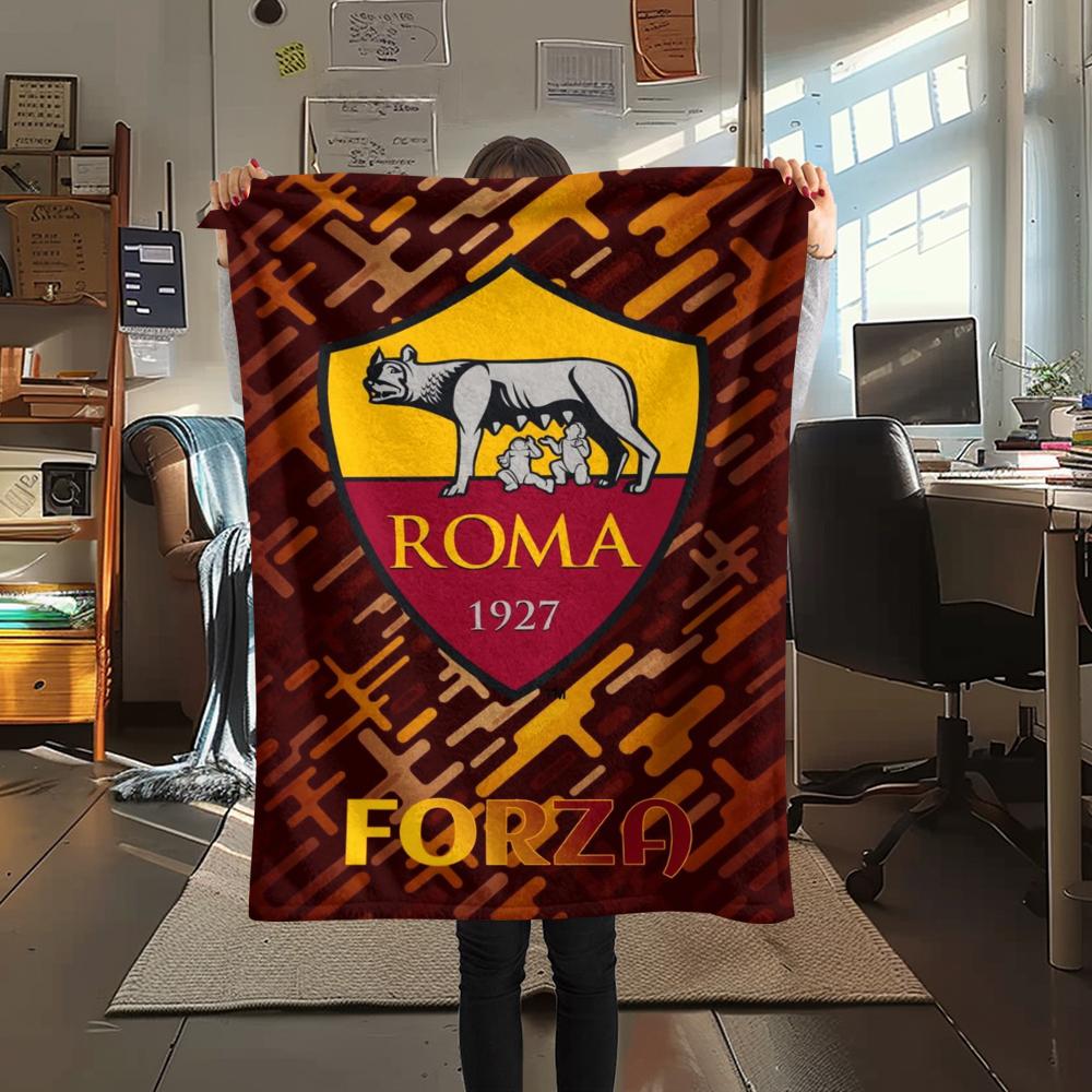 1pc A.S Roma Print Flannel Blanket, High Quality Comfortable for All Seasons, Home Decor, Warmth and Comfort, Perfect for Christmas Gifts01