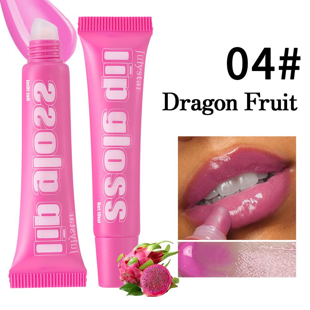 Julystar 8 Colors Long-lasting Moisturizing Color Plumping Lip Glaze Watery Transparent Mirror Hose Lip Oil
