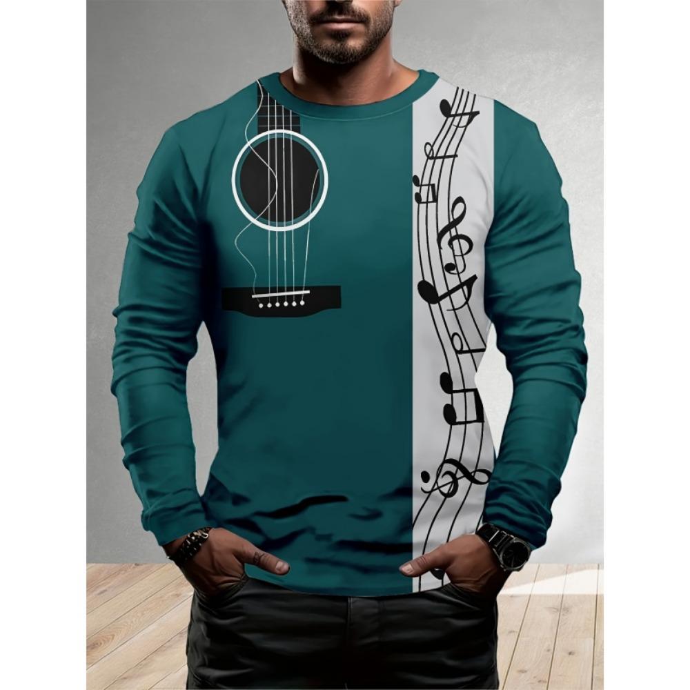 Skeleton Sheep Horn Pattern T-Shirt For Men Tiger Cat Deer 3D Printed T Shirts Autumn Casual Loose O-Neck Tops Tees Long Sleeves