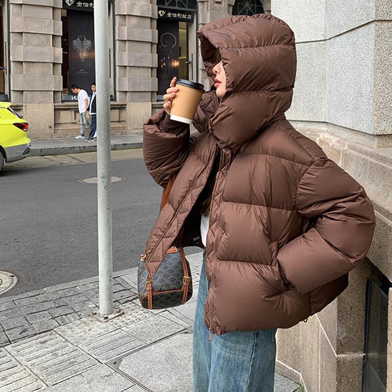 New down padded clothes women's short coat thickened padded jacket loose hooded winter small bread padded clothes