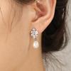 ZAKOL Delicate Chunky Teardrop Imitation Zircon Zircon Drop Earrings for Women White Gold Color Sparkling Crystal Bridal Earring
