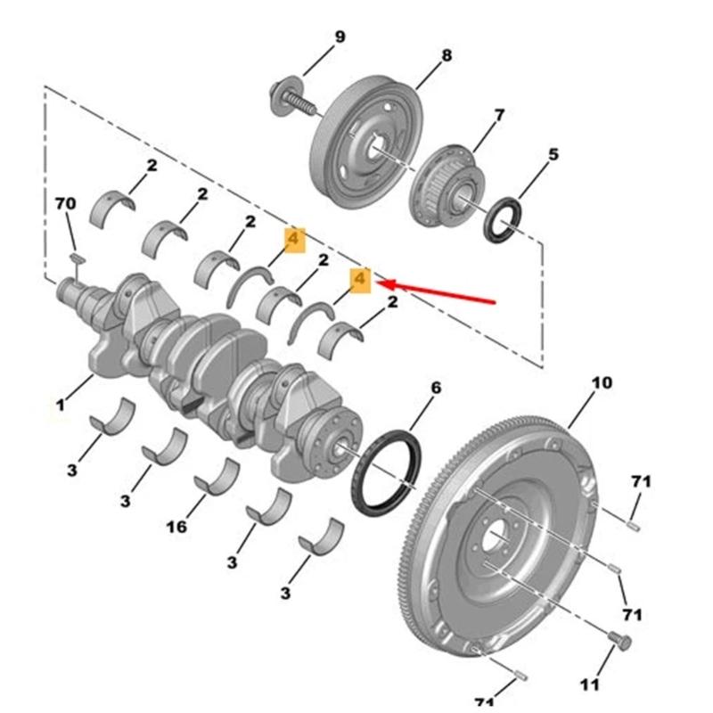 Auto Motor Kurbelwelle Hauptpleuellager Anlaufscheibe 0118G3 9810589680 Einfache Installation Anlaufscheibe