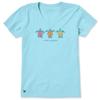 La vita è bella. T-shirt da donna a maniche corte Three Turtles Rally Crusher Vee, Blu Acqua