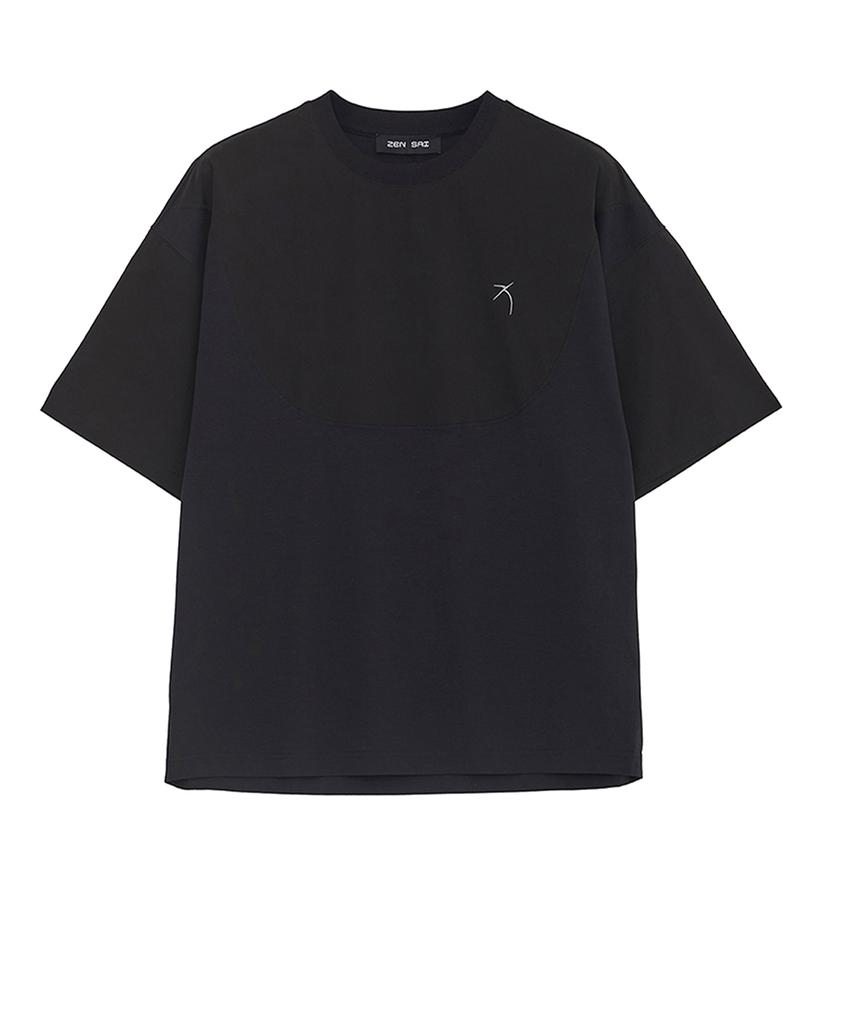 ZENSAI Round Cut Woven Mix T-Shirt