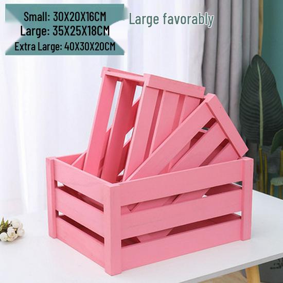 Distressed Wooden Rectangular Basket for Fruit & Vegetable Display