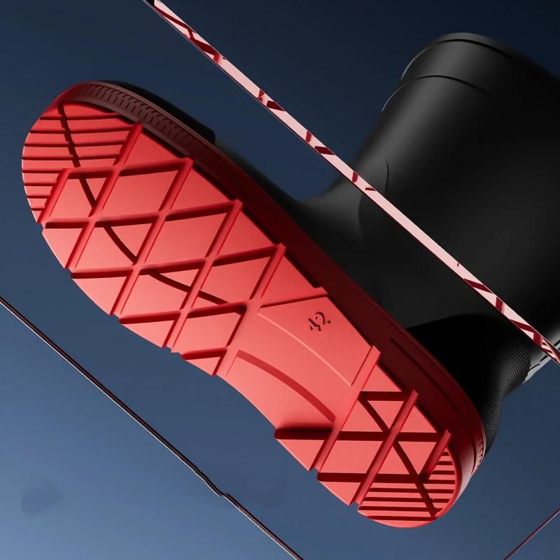 Men's Outdoor Waterproof Anti Slip Wear Resistant High Tube Rain Shoes Rubber Shoes