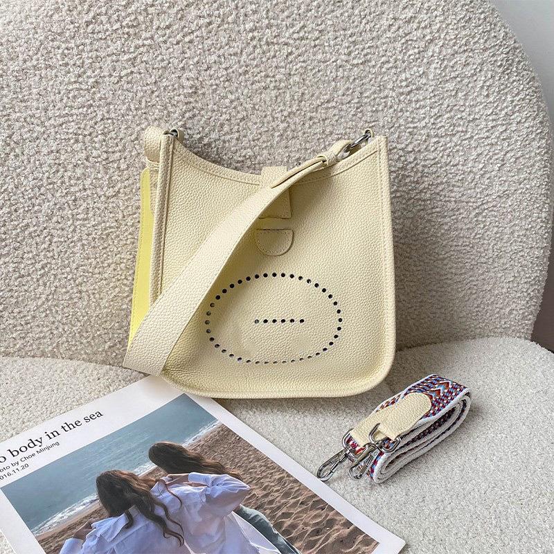 Genuine Leather Evelyn Crossbody Tote - Women's Cowhide Bag with Wide Shoulder Strap