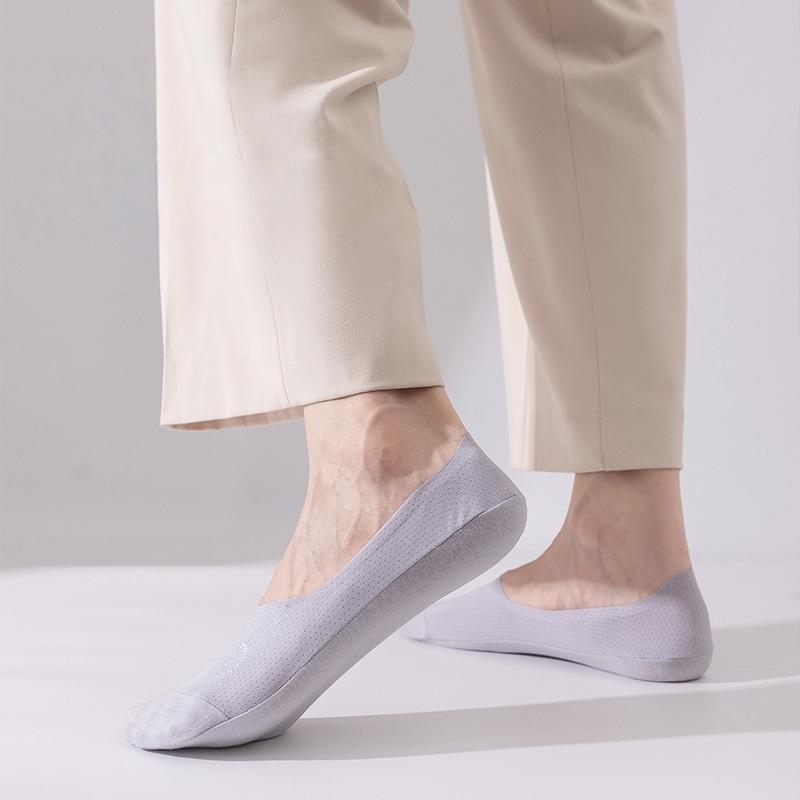 3 Pairs Ultra Thin Breathable Anti Slip Silicon Invisible Short Socks Ice Silk Boat Socks For Men Summer Collection Non Slippery