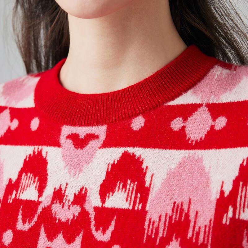 PALUOPO Women's Striped Jacquard Cashmere Blend Knit Sweater