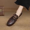 Fashion 2025 New Spring Genuine Leather Women Shoes Round Toe Women Flats Shoes for Women Retro Lace Up Loafers Fashion Ladies Shoes