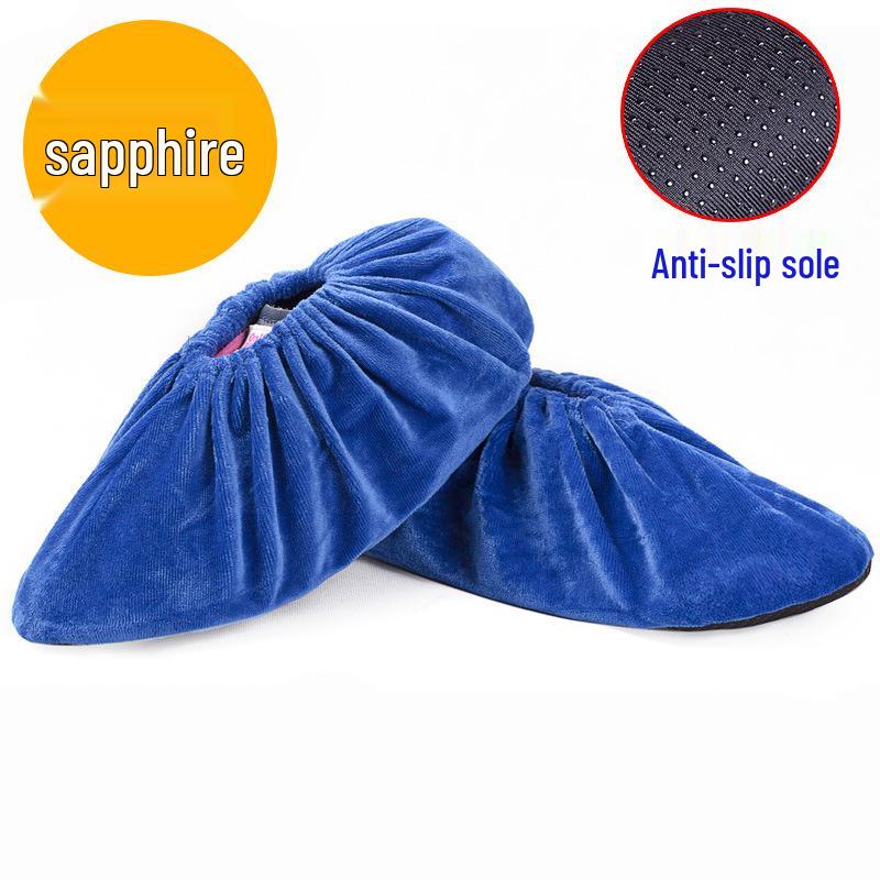 Non-slip, Wear-resistant Indoor Shoe Covers: Thickened, Dustproof, Machine Washable for Home, Computer Rooms, and Students. Enlarged Fleece Design.