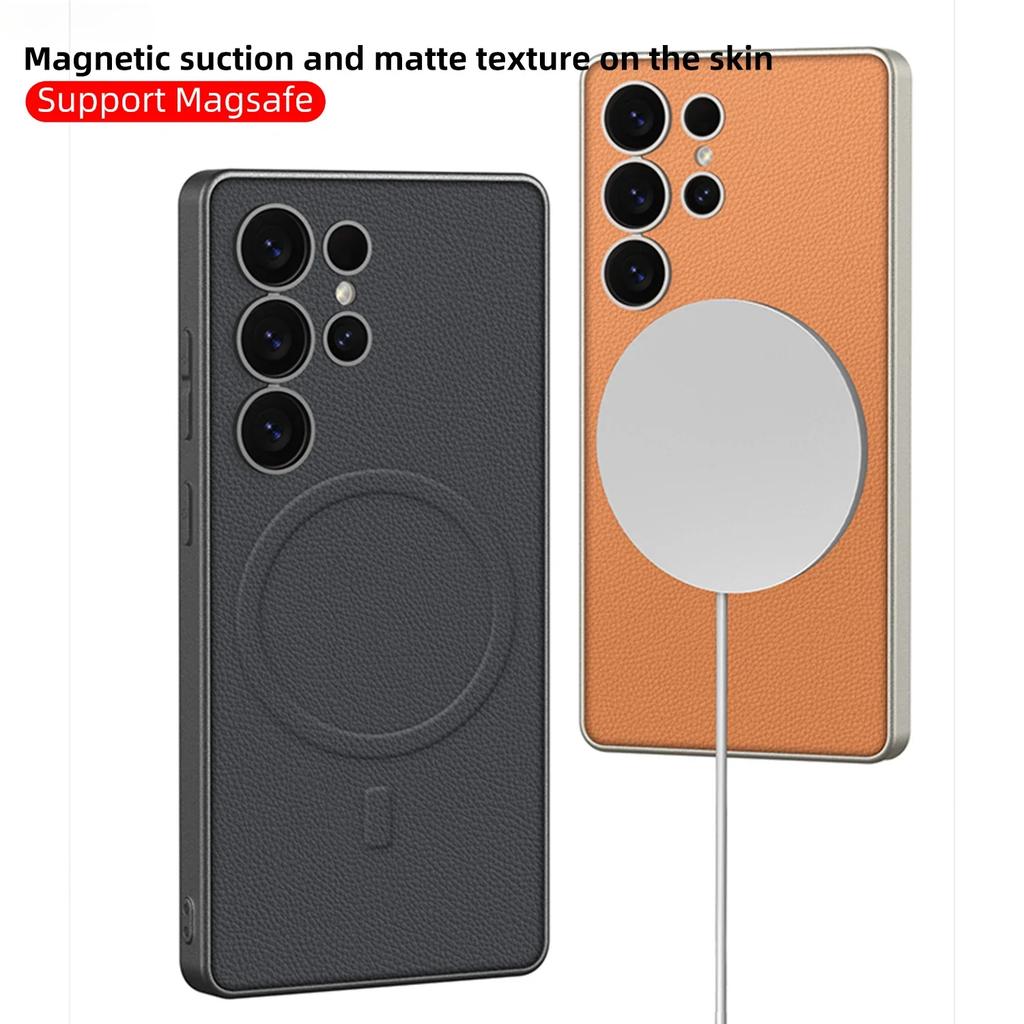 Magnetic Leather Phone Case for Samsung Galaxy S26 S25 Ultra S25 Plus Hard Shell Shockproof Protective Cover
