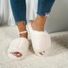 Fashion Women Fluffy Slippers 2025 New Furry Open Toe Indoor Slippers Soft Plush Cozy Solid House Shoes Outdoor Slip Warm Slides Women