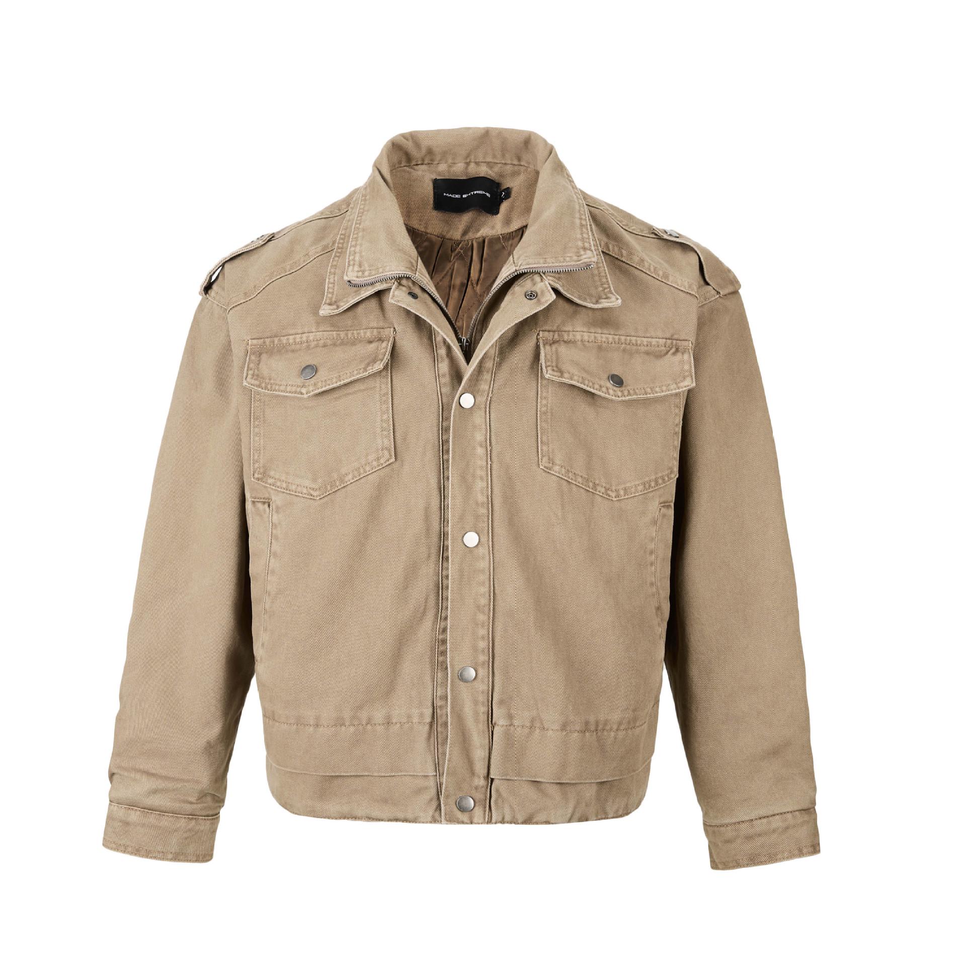 

EME Men s Retro Distressed Workwear Jacket - Thick Deconstructed Lapel Two-Piece Style for Autumn/Winter XXL хакі