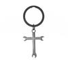 Punk Wrench Cross Stainless Steel Keychain Vintage Tool Design Fashion Pendant Practical Gift for Boyfriend Dad