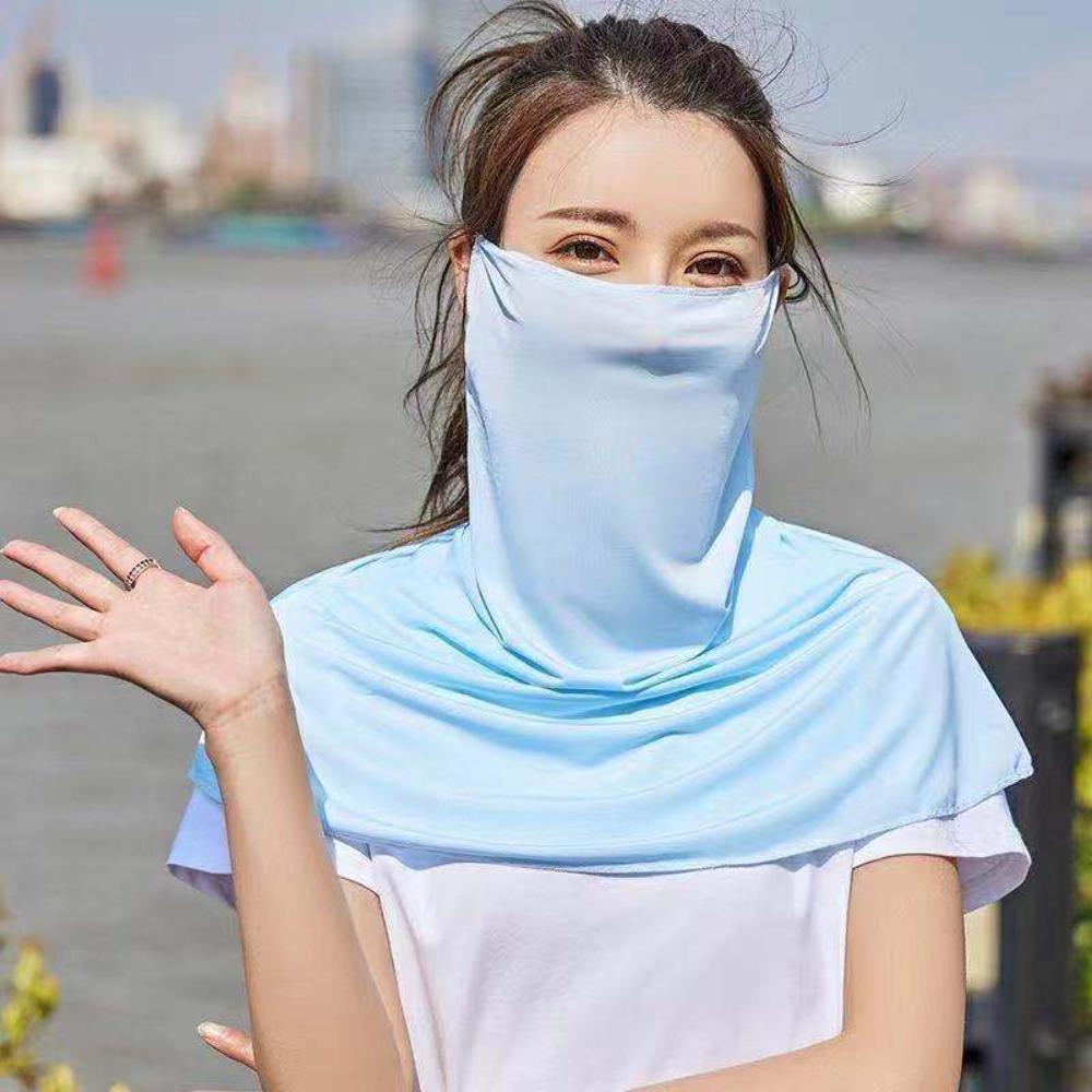 Prodyšná bandana z ledového hedvábí Anti-UV Větruodolná Chladivá šála na obličej Šála Zavěšení za uši Sluneční ochrana Kryt na obličej Muži Ženy