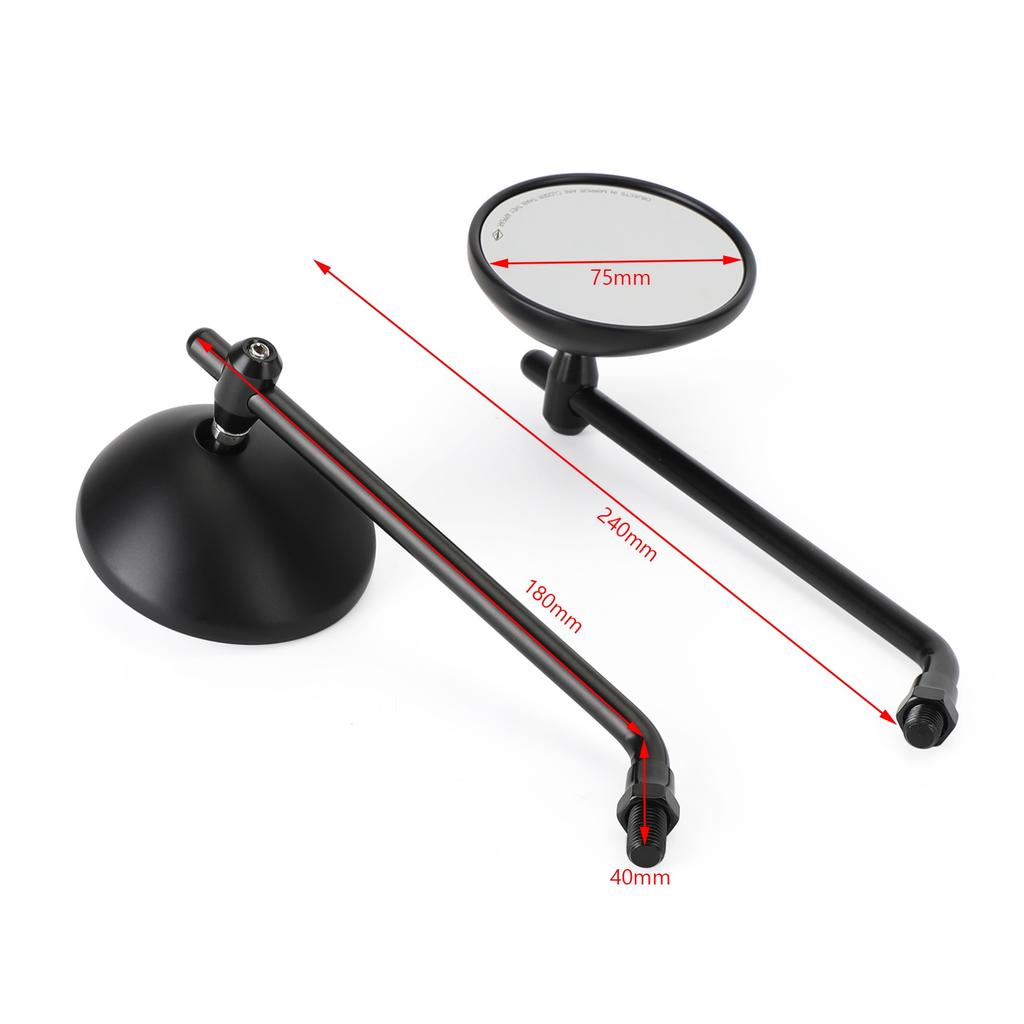 Mirror 3" Round Universal Black For Cafe Classic Bobber Chopper Custom Tracker