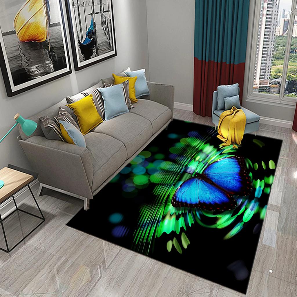 3D Colorful Butterfly Flower Carpet Entrance Door Mat Indoor Carpets Bedroom Decor Living Room Floor Mats Bathroom Non-slip Rug