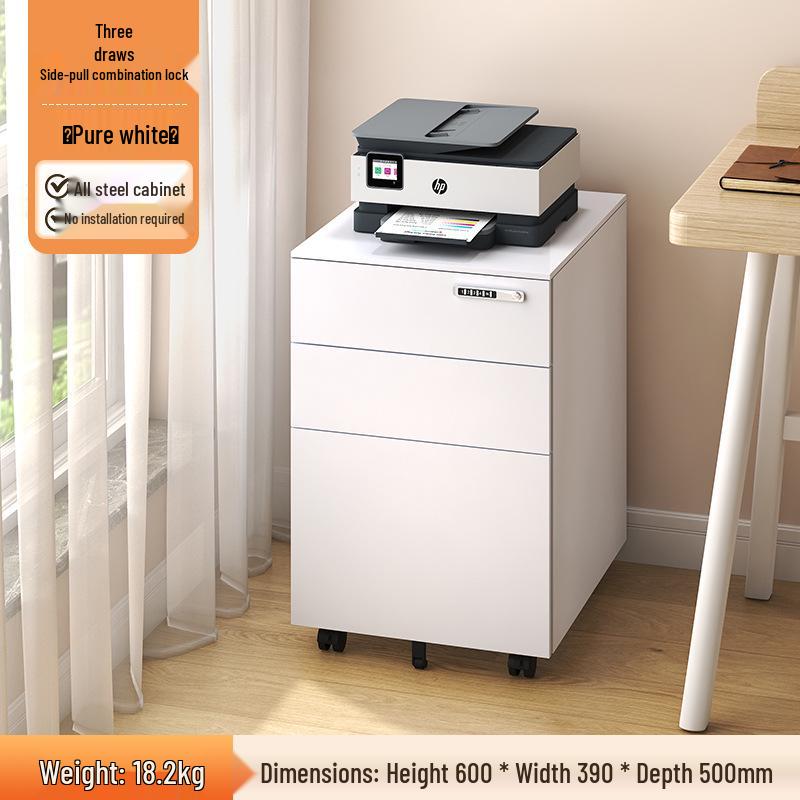 Under-Desk Mobile Metal Filing Cabinet with Locking Drawer and Office Storage