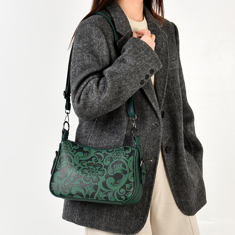 Sac Hobo Vintage à Motif Floral Gaufré pour Femmes - Sac à Bandoulière Mode en Similicuir pour l'Épaule avec Bandoulière Réglable pour le Quotidien Décontracté