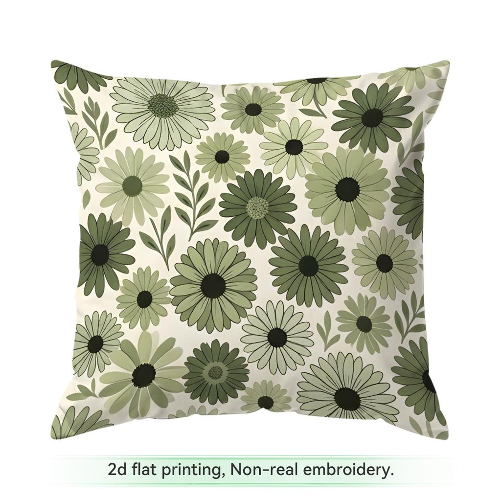 1pcs Green Flowers Cushions Pillowcase Polyester Cushion Cover Throw Pillow Pillowcover Home Car Sofa Decor
