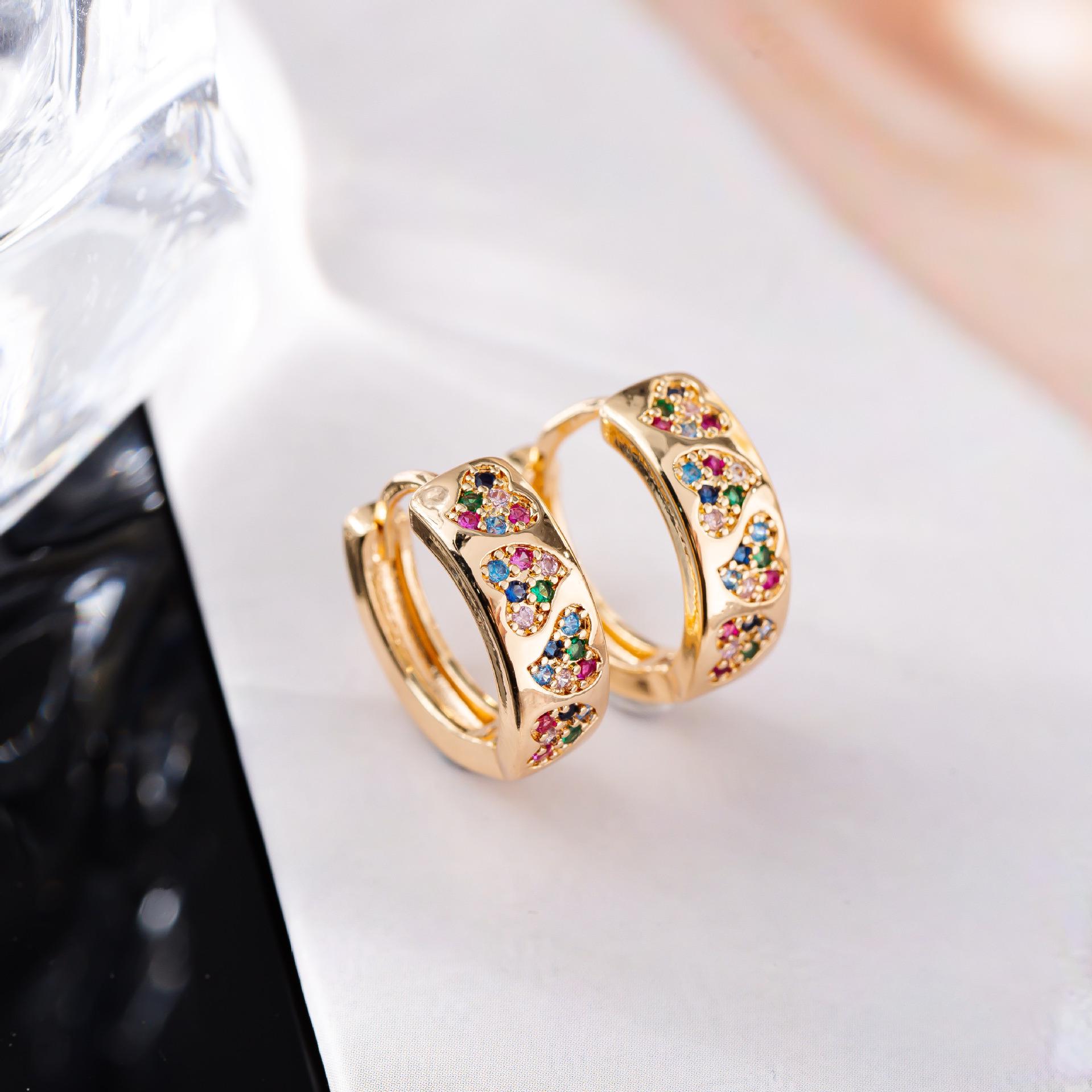 Trendy Colorful Zirconia Ear Cuff Hoops: Elegant Light Luxury Stud Earrings