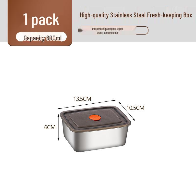 Stainless Steel Food Grade Refrigerator Bento Box with Lid - Sealed, Freezer-Safe Fresh Keeping Box