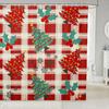 Merry Pink Christmas Shower Curtain,Cartoon Gingerbread Man Bathroom Curtain,Snowflakes Candy Fabric Shower Curtains,Happy New