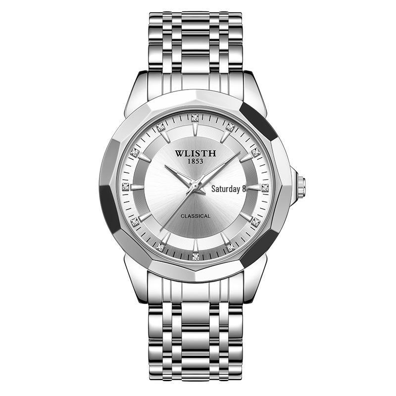 WOLIX Stylish Waterproof Couple's Quartz Watch with Stainless Steel and Calendar for Men & Women - Douyin Hot Seller