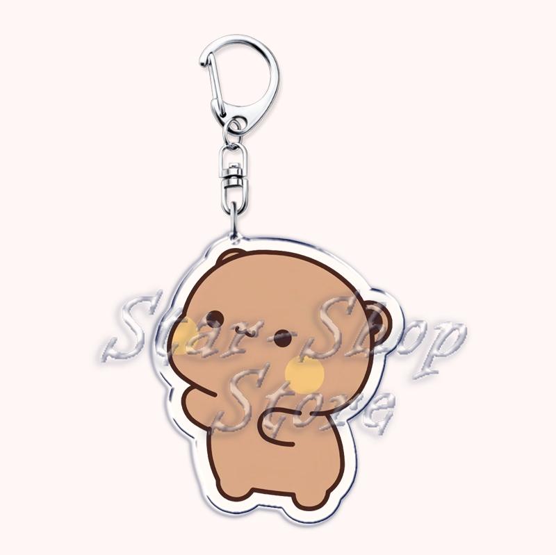 Cute Bubu Love Dudu Yier Keychains Couple Bear Panda Keyrings for Accessories Bag Pendant Key Chain Jewelry Fans Lovers Gifts