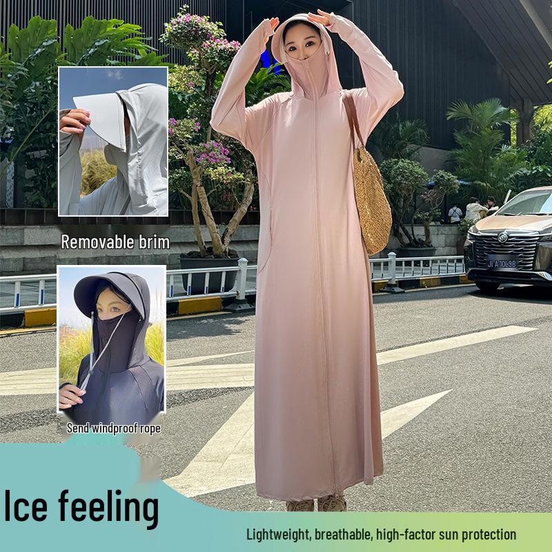 

Корейское платье с капюшоном для защиты от УФ-лучей: Легкий, Прохладный, Защита от УФ-лучей, Идеально подходит для активного отдыха Hood Length 160cm (L)