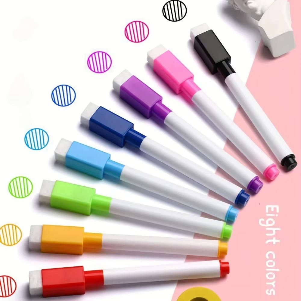 8 Colors Mini Whiteboard Markers With Eraser Cap Magnetic Non Magnetic Dry Erase Pens For Kids School Office Home