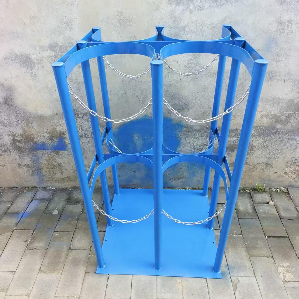 Dual Cylinder Anti-Tip Rack for Lab Oxygen and Acetylene Tanks