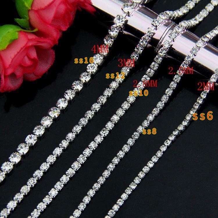 2-6mm Iridescent White Rhinestone Chain for DIY Jewelry & Phone Case Decoration