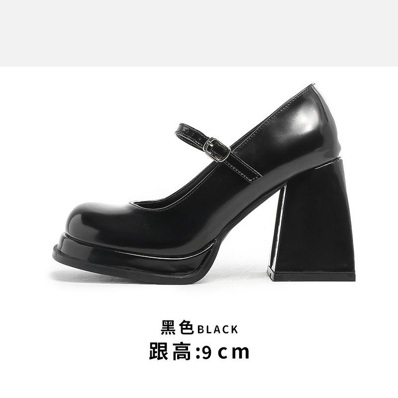 

Туфли Мэри Джейн на платформе женские осенние новые на толстом каблуке jk одинарные туфли черные из маленькой кожи 40