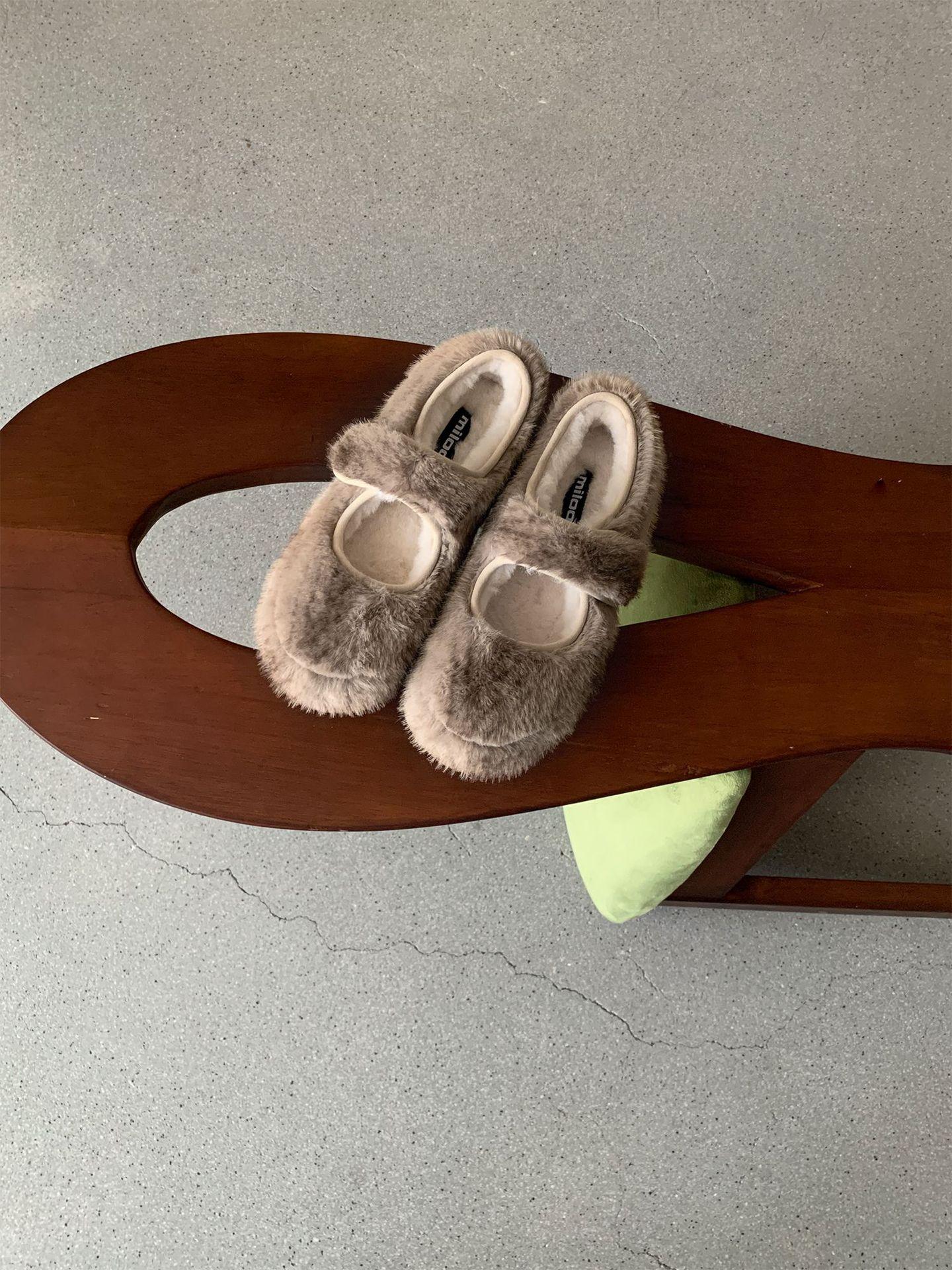 

Фань Гуй ~ [Пухлый Медведь Хлебные Туфли] Мягкая подошва, липучка, хлебные туфли, пушистые одинарные туфли зимой 40 верблюд