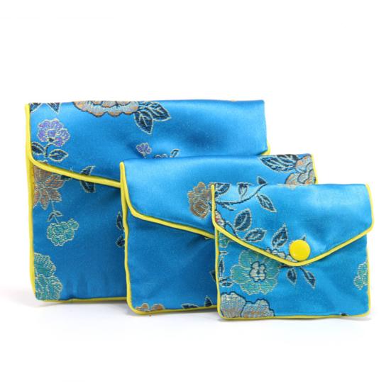 2Pcs Elegant Embroidered Jewelry Pouch Beautiful Bright-colored Fabric Jewelry Organizer for Women