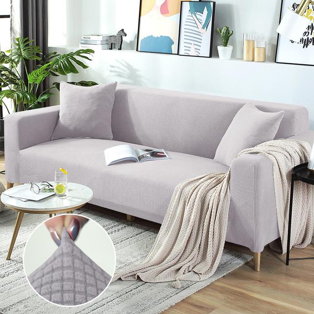 Sitzbezug aus Polarfleece, einfarbig, für Wohnzimmer, elastischer Sofabezug, Eckcouchbezug, Schonbezug, Sofaschutz