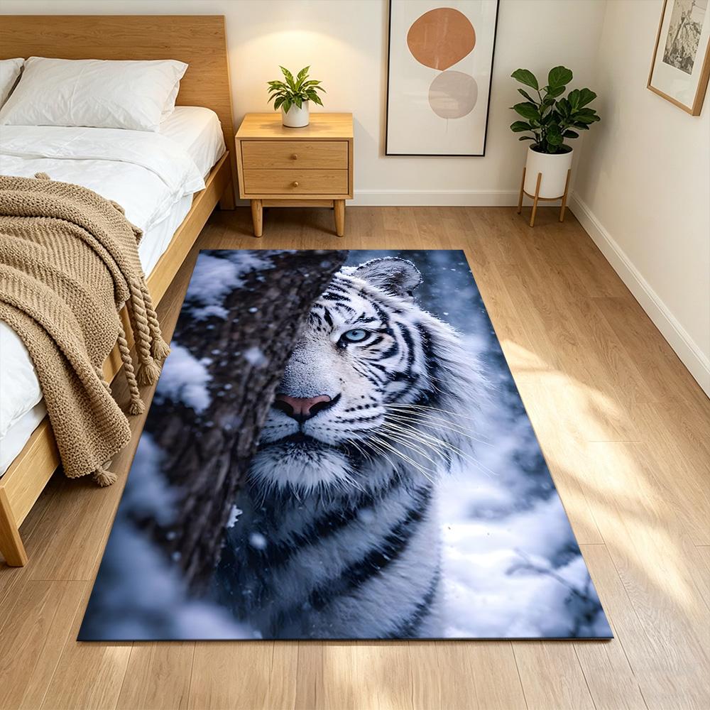 Tiger In Waterfall Realm Non-Slip Home Carpet Design for Office Decor Living Room Gift
