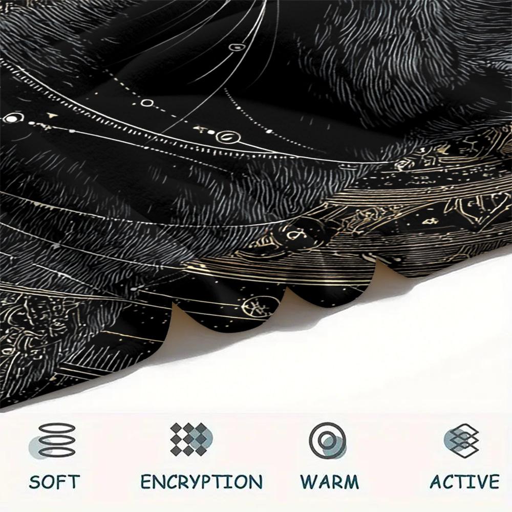 Black Cat Print Flannel Blanket, High Quality Comfortable for All Seasons, Home Decor, Warmth and Comfort, Perfect for Christmas Gifts