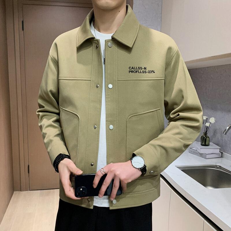 

Новая мужская куртка для бизнеса в корейском стиле, красивая куртка с лацканами, модная мужская куртка, свободный верх, мужская 4XL
