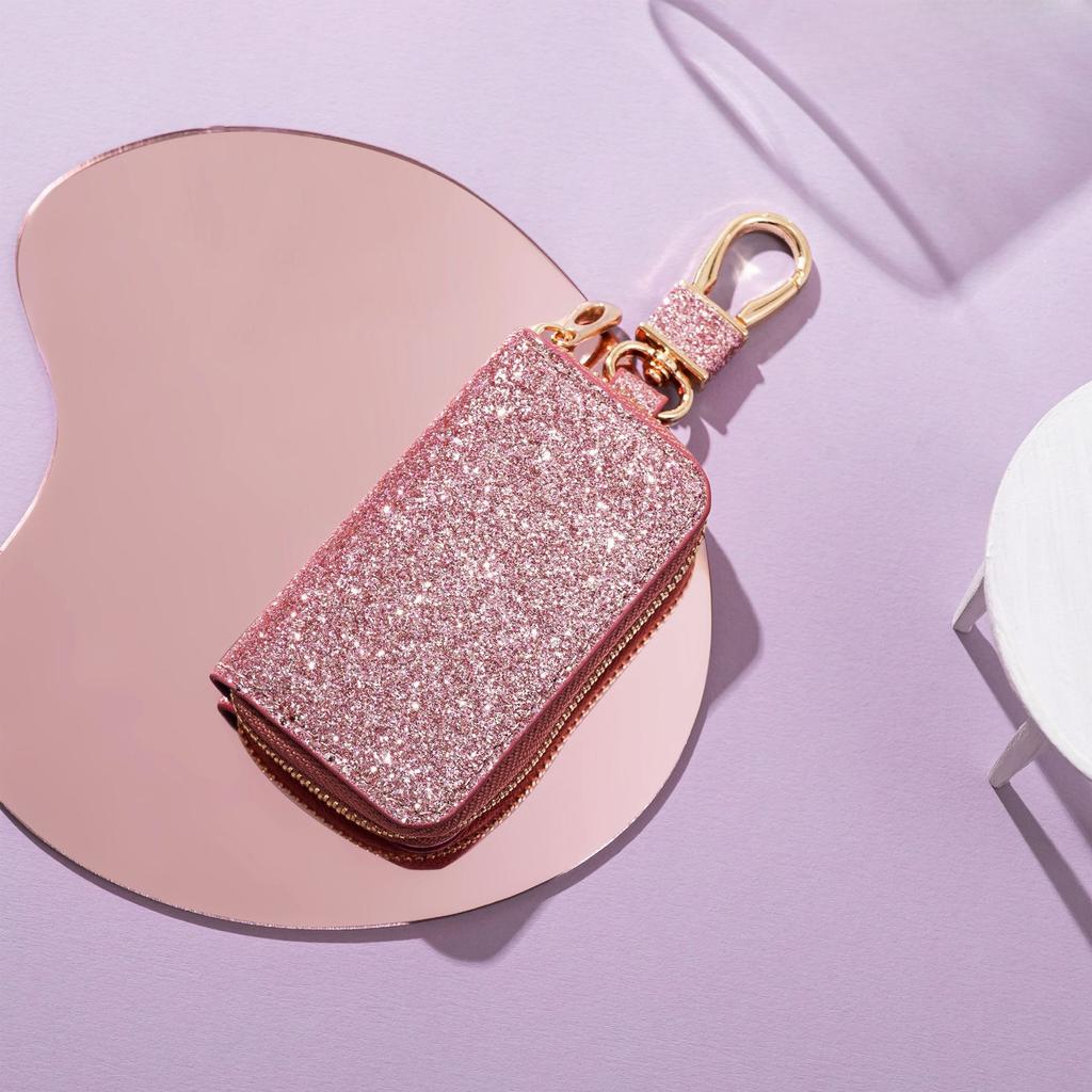 PU-Leder Reißverschluss Schlüsselhalter Organizer Auto Schlüssel Tasche Geldbörse Herren Damen Mode Einfach Schlüsseletui Tasche Schlüsselanhänger Geldbörse