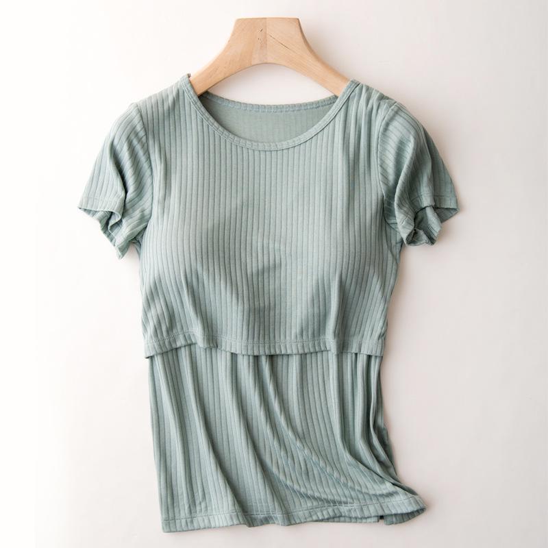 Maternity Nursing T-Shirt - Stylish Short Sleeve Summer Top for Moms
