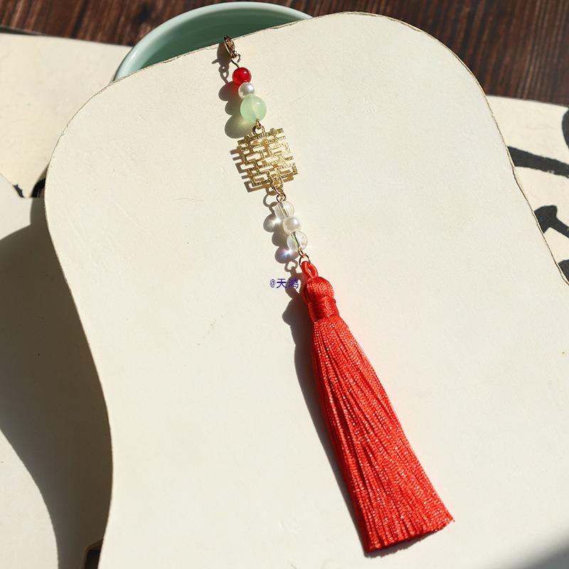 Ancient Style Removable Tassel Fan Hairpin Pendant - Chinese Semi-Finished Step Shake Accessory.