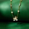 Elegant 3D Gradient Glaze Gray Lily Pearl Necklace – Trendy Multi-Pendant Clavicle Chain In New Chinese Style