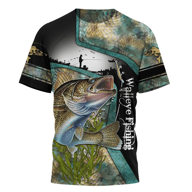 Summer Fashion Tide Boy Sea Fishing Fish Graphic 3D Printed Oversized O-neck Short Sleeve Sailor Suit Comfortable Casual Shirt
