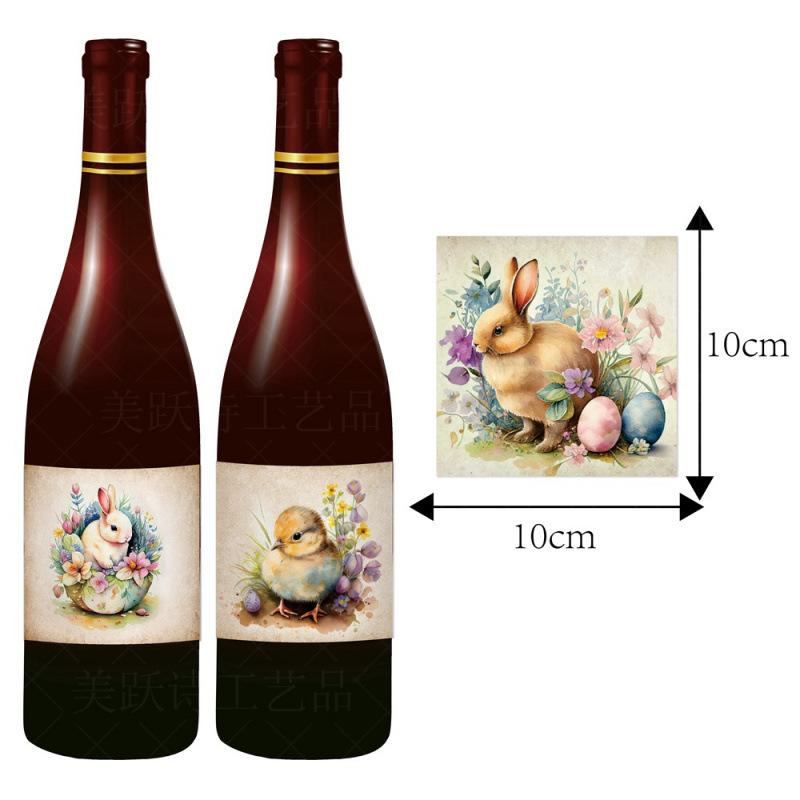 Easter Party Creative Stickers, Rabbit Carnival Party Wine Bottle Decoration Stickers