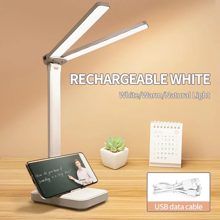 

Table Lamp USB Rechargeable Foldable Read LED Desk Lamp 3 Levels Dimmable Touch Sensor Eye Protection for Bedroom Bedside Office білий