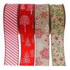 5cm Christmas Ribbon Wired Clear Print DIY Thicker Anti-fade Gift Packing Tear-resistant Large Bowknot Making Xmas Tree Ribbon for Festival